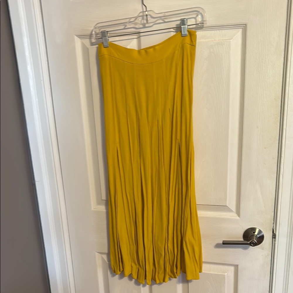 High Slit  Marigold Yellow Pleated Skirt